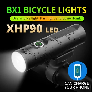 Puternic Mini Lanterna LED-uri XHP90 Pentru Biciclete Lumina XHP50 T6 Lanterna USB Reîncărcabilă Ciclism Clip L2 ca power bank 3200mAh