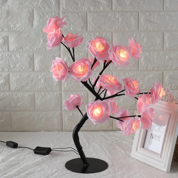 Recent a Crescut în Formă de Lampă de Masă cu Flori de Trandafir Copac Decorativ Lumina pentru Camera de zi Dormitor XSD88
