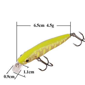 Smart Minnow 65mm/4.5 g de Pescuit Atrage Suspendarea Ochii 3D VMC Cârlig Isca Artificiale Para Pesca Leurre Peche Dur de Pescuit Momeli