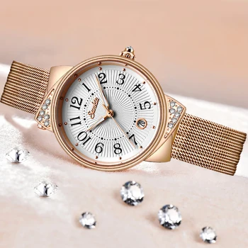SUNKTA Femei Ceasuri de Top de Brand de Lux Doamnelor Plasă de Centura Subtire Ceas din Oțel Inoxidabil rezistent la apă Ceas Cuarț Ceas Reloj Mujer