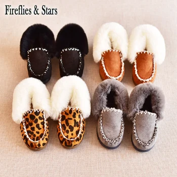 Toamna Iarna fete doug pantofi copii mocasini pentru baieti pentru copii pantofi pentru copii pantofi de moda leopard print de piele de căprioară de blană de la 2 la 12 ani