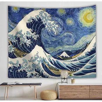 Van Gogh Peisaj, Ocean, Val Tapiserie De Perete Decor Decor Hippie Tapiserie Stofa De Artă Tapiserie De Perete Patura, Prosop De Plajă
