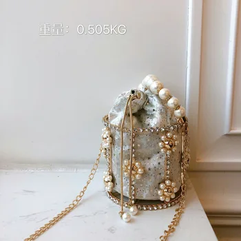 2019 nou sac de femei coreene manual pearl floare stras mama cușcă sac roșu net parte polonic umăr geanta messenger