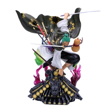 36cm/28cm Roronoa Zoro Anime One Piece figurine de Colectie Wano Țară Trei Săbii Kimono de pe Acoperiș Mare Model de Figurina
