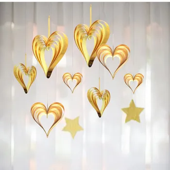 4buc/set 3D in Forma de Inima Agățat Hârtie Ghirlanda din Aur Roz de Nunta Bunting Bannere DIY Petrecere de Ziua Îndrăgostiților Decor Steaguri elemente de Recuzită