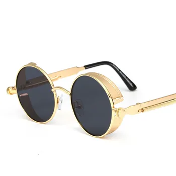 7 Culori Disponibile Populare de Epocă Polarizate Steampunk ochelari de Soare Unisex Metal Rotund Oglindă UV400 Ochelari de Cerc Ochelari de Soare