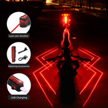 Bicicleta Spider din Spate cu LED Intermitent Farurile Fata Spate Avertizare de Siguranță Biciclete Stopul de Încărcare USB Noapte de Echitatie Lumina de Avertizare
