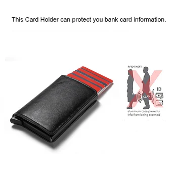 Bycobecy Femei Inteligente RFID Portofel Roșu de Moda din Piele PU de Aluminiu Sac de Bani Bărbații Pop-Up Slim Wallet Solid Mini Poseta Dropshipping