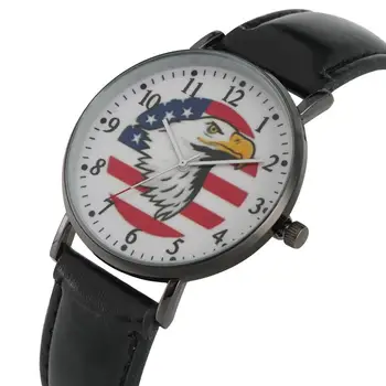 Bărbați Speciale de Cuarț Analog Ceas de Moda din Piele Trupa Ceasuri Rafinate Steagul American Alb, Vulturul de Mare Model Dial Ceas de mână