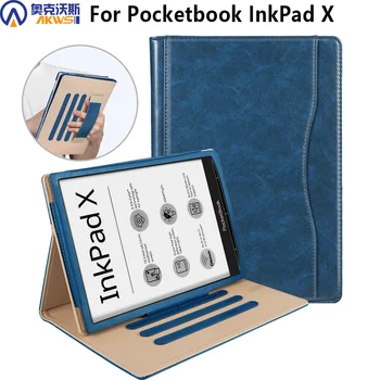 Caz Stand pentru Pocketbook Inkpad X 2020, 10.3 inch, din Piele Funda pentru Pocketbook InkPad X cu Curea de Mână Buzunar Mare Capa