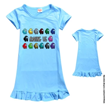 Copii Fete Printre Noi Cămăși De Noapte Desene Animate Cămașă De Noapte Fata Sleepwear Sleepshirt Vară Mâneci Scurte Îmbrăcăminte De Noapte Pentru Copii Haine