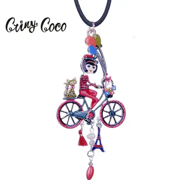 Cring Coco 2019 Vacanță Fată de Echitatie Biciclete Pandantive Bijuterii Copii Colier Bijuterii Handmade Lanț de Frânghie Coliere pentru Femei Doamnelor