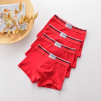 De înaltă Calitate pentru Copii Lenjerie de corp Solide de Culoare Roșie Boxeri pentru Baieti adolescenti Korean Bumbac Moale Chiloți Teen Chilotei pantaloni Scurți 4buc/pachet