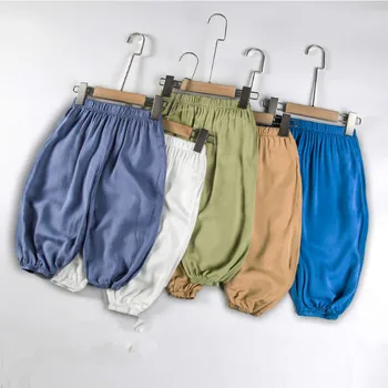 Gheață subțire de Mătase lenjerie de pat din Bumbac Copilul Pijama Pantaloni copil Solid Băieți Fete Acasa Pantaloni de Vară Anti-Intepaturi de tantar Copii Pantaloni Copii