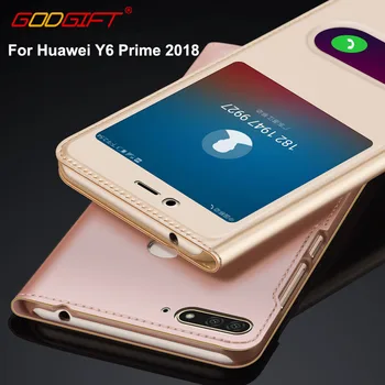 GodGift Huawei Y6 Prim-2018 Caz de Lux Huawei Y6Prime 2018 Coperta de Piele PU Caz Flip Pentru Huawei Y 6 Prim-2018 Cazuri de Telefon