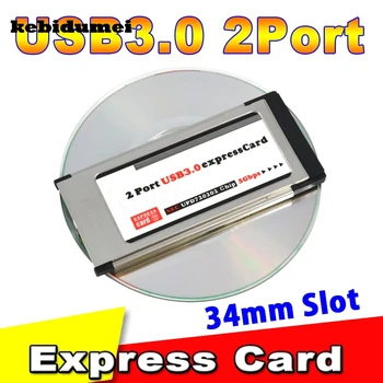 Kebidumei PCI Express la USB 3.0 PCI Express Card Adaptor de 5Gbps PCMCIA Dual 2 Porturi Chipset 34mm Slot Express Card Converter