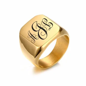 Personalizate Signet Ring pentru Bărbați din Oțel Inoxidabil Gravata Monograma