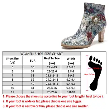 SOCOFY Femei Stil Elegant Glezna Cizme de Piele Flori Pânză Despicare de Metal Cataramă Pantofi cu Toc Pantofi Casual botas de mujer
