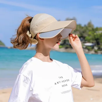 Vara Pălărie de Soare Parasolar Capace de sex Feminin Scalabile Refuz Gol de Top de Baseball Capac Protectie UV Plaja Parasolar Pălării Pentru Femei