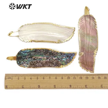 WT-P819 Naturale Pene Lungi Shell Pandantiv Colier naturale abalone shell cu 24k mentale placat cu coajă pandantiv culoare Mixt